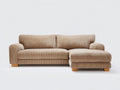Ecksofa Cordstoff 250x165x86 cm - Camel - Gepolstertes Ecksofa mit breiter Ottomane im modernen Stil