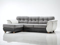 Ecksofa - Gepolstert mit Stoffbezug 275 x 175 x 88 cm - Grau Weiß Schwarz mit breiter Recamiere und Knopfheftung