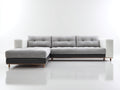 Ecksofa Strukturstoff 300x190x82 cm Grau-Weiß - breite Liegefläche und gesteppte Rückenpolster - modernes Wohnzimmer