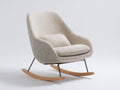 Schaukelstühle gepolstert 80x94x103 cm - Creme-Natur-Schwarz - Bouclé Optik mit Holzschienen und hoher Rückenlehne