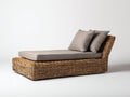 Sonnenliege Polyrattan und Stoff 190x85x80 cm - Natur Taupe - Gepolsterte Sonnenliege mit geneigter Rückenlehne im Lounge-Stil