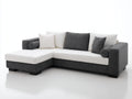 Ecksofa gepolstert 260x180x85 cm - Weiß-Dunkelgrau - moderne L-Form mit breiter Liegefläche