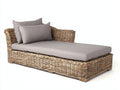 Sonnenliege Polyrattan 200x100x78 cm - Natur Grau - breite Liegefläche mit seitlicher Rückenlehne