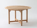 Gartentisch rund - Holz 120 x 120 x 75 cm - Naturholz mit 4 Beinen Kreuzstreben und Lattenoptik