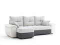 Ecksofa - Gepolstert mit Stoffbezug 280 x 180 x 88 cm - Hellgrau Dunkelgrau Weiß mit breiter Recamiere