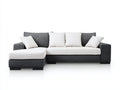 Ecksofa Stoff gepolstert 255x165x86 cm - Dunkelgrau Weiß - mit Chaiselongue modernes Design