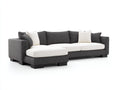 Ecksofa - Gepolstert mit Stoffbezug 285 x 180 x 82 cm - Dunkelgrau Cremeweiß mit breiter Recamiere und modernem Design