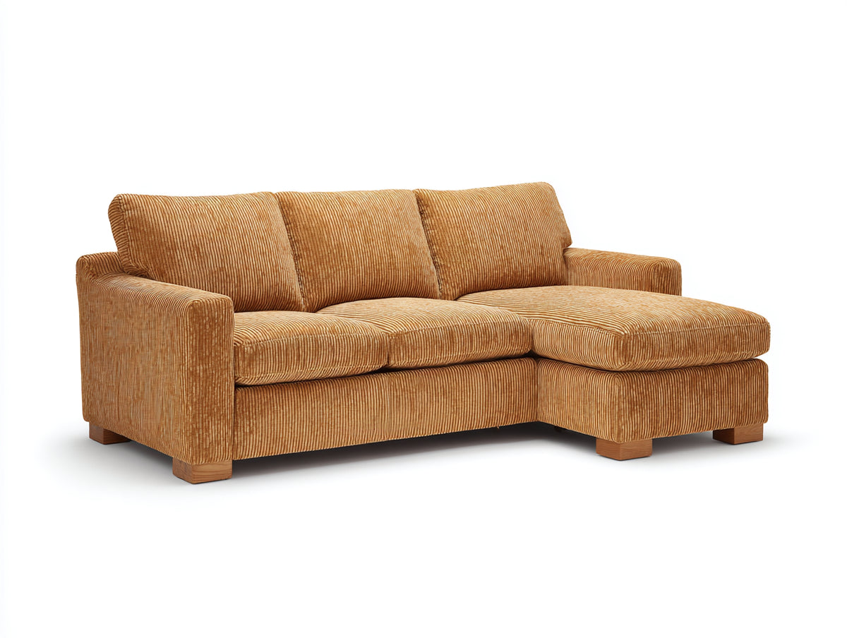 Ecksofa gepolstert 255x175x86 cm - Braun - Cordbezug mit moderner L-Form und breiter Liegefläche