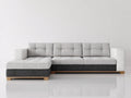 Ecksofa Stoff und Kunstleder 250x165x85 cm - Hellgrau Dunkelgrau Weiß - Gepolstertes Ecksofa mit Ottomane und Knopfsteppung im modernen Stil