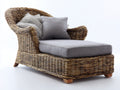 Sonnenliege Polyrattan 190x95x95 cm - Natur Grau - breite Liegefläche mit geschwungener Rückenlehne