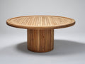 Gartentisch Holz 120x120x75 cm - Natur - Runder Gartentisch mit zylindrischem Säulenfuß und Lamellenplatte