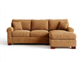 Ecksofa Cordstoff 285x180x86 cm Cognac-Dunkelbraun - großzügige Liegefläche und gerundete Armlehnen - modernes Wohnzimmer