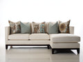 Ecksofa Stoff gepolstert 250x160x85 cm - Cremeweiß Dunkelbraun - mit Chaiselongue modernes Design