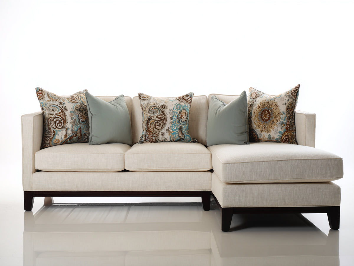 Ecksofa Stoff gepolstert 250x160x85 cm - Cremeweiß Dunkelbraun - mit Chaiselongue modernes Design