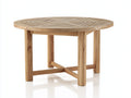 Gartentisch rund - Holz 120 x 120 x 75 cm - Naturholz mit 4 Beinen und geometrischer Lattenoptik