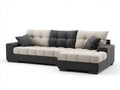 Ecksofa Strukturstoff 285x185x85 cm Dunkelgrau-Cremeweiß - breite Liegefläche und Stepppolsterung - modernes Wohnzimmer
