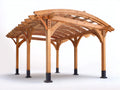 Pavillon Holz 400x300x280 cm Naturholz-Schwarz - gewölbtes Lamellendach - stabile Gartenkonstruktion