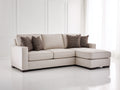 Ecksofa Stoff 250x165x85 cm - Beige - Gepolstertes Ecksofa mit breiter Ottomane im modernen Stil