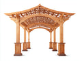 Pavillon Holz 400x300x300 cm - Natur - Gartenpavillon mit geschwungenem Dach und offener Pergola-Konstruktion